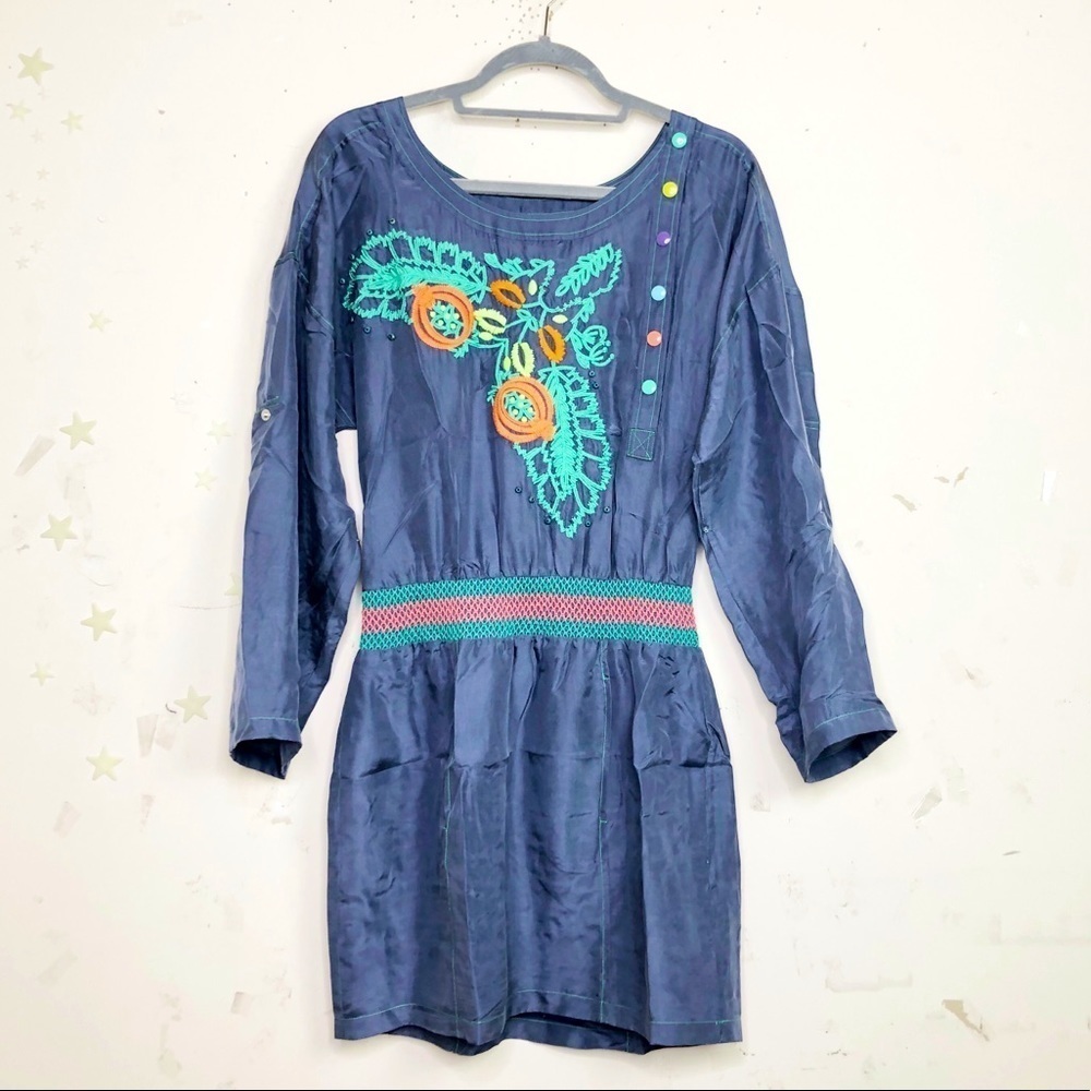 PLENTY by Tracy Reese blue silk embroidered mini dress - Picture 13 of 13